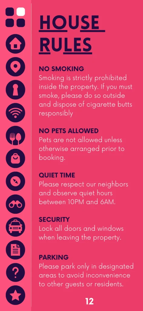 House rules design for Airbnb Guidebook